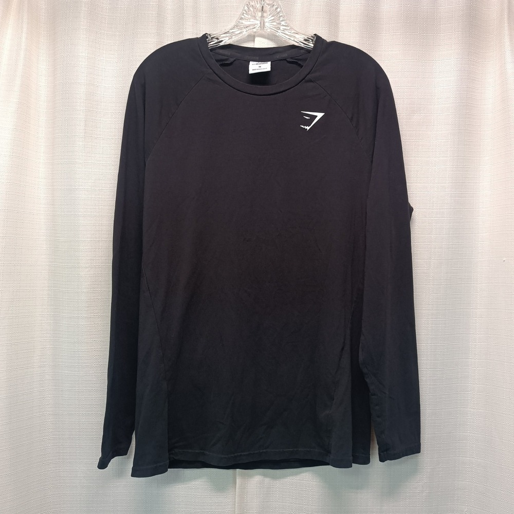 Gymshark Mens Long Sleeve Training T-Shirt Black Raglan Gym Top Size M Athletic